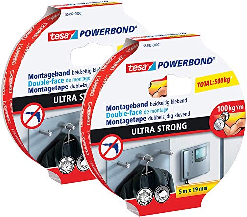 tesa doppelseitiges Montageband ULTRA STRONG (2x 5m:19mm, Standard) von tesa