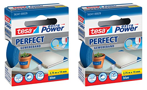 tesa extra Power Gewebeband (19 mm ? 2er Pack, Blau) von tesa