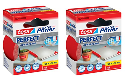 tesa extra Power Gewebeband (38mm ? 2er Pack, Rot) von tesa