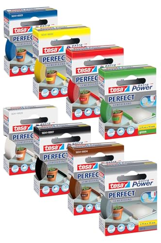 tesa extra Power Gewebeband Länge 2,75 m, Breite 19 mm (Komplett Set) von tesa