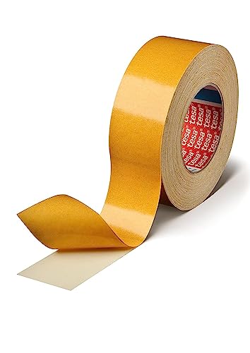 tesa fix 4964 Doppelseitiges Klebeband mit Gewebeträger, Teppich-Verlegeband | Farbe: weiss, Länge: 50 m, versch. Breiten (1 Rolle - 19 mm) von tesa