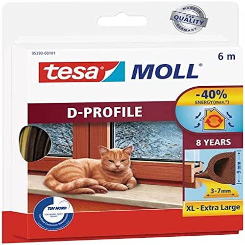 tesa moll D-Profil Gummi Fenster und Türdichtung braun 6m von tesa