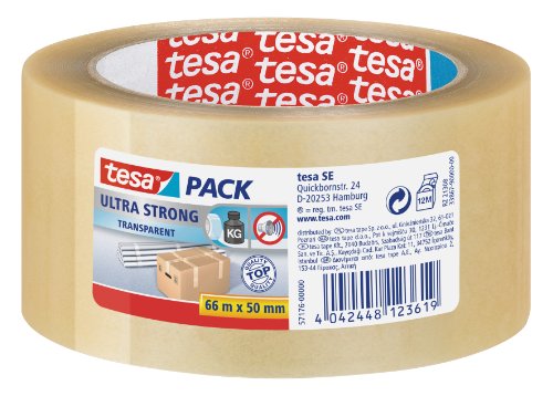 tesaPack Ultra Strong 51124 Transparentes Packband zum Abdichten schwerer Pakete, 6 Rollen, 66 m x 50 mm von tesa