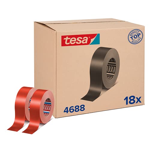 tesaband 4688 Standard Gewebeband im 18er Pack - Reparaturband aus Mesh für Indoor-Anwendungen - wasserbeständig - rot - 18 Rollen je 50 m x 50 mm von tesa