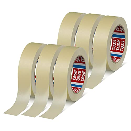 tesakrepp 4323 Basic Abdeckband - 6er Pack - Malerkrepp zum Abkleben - für leichte Malerarbeiten im Innenbereich - hellbeige - je 50 m x 50 mm von tesa