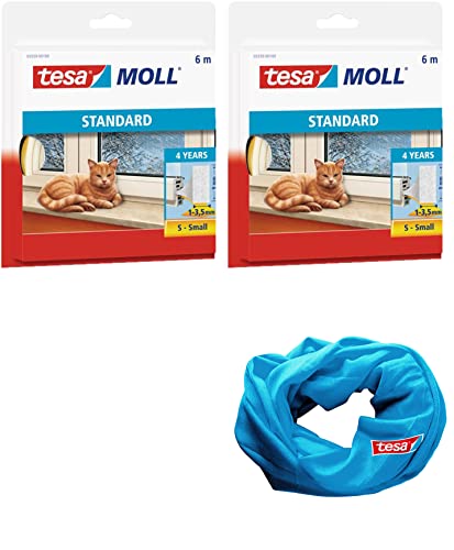 tesamoll® STANDARD I-Profil Schaumstoffdichtung für Fenster und Türen (2 Stück 6mx9mmx4mm, weiß) von tesa