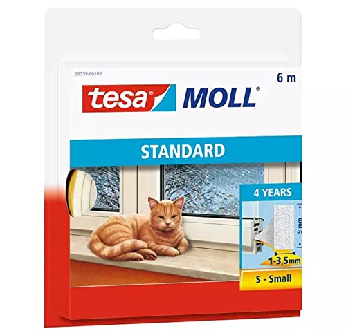 tesamoll® STANDARD I-Profil Schaumstoffdichtung für Fenster und Türen (5 Stück 6mx9mmx4mm, Braun) von tesa