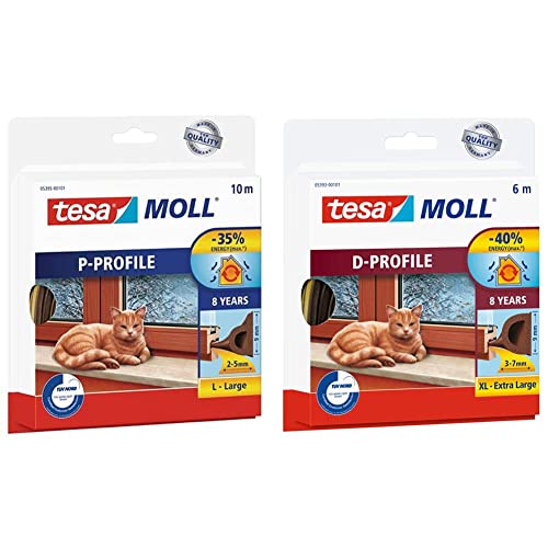 tesamoll P-Profil Gummidichtung - Selbstklebende Dichtung zum Isolieren von Spalten an Fenstern und Türen - Braun - 10 m x 9 mm x 5,5 mm & moll D-Profil Gummi Fenster und Türdichtung braun 6m tesamoll P-Profil Gummidichtung - Selbstklebende Dichtung zum Isolieren von Spalten an Fenstern und Türen - Braun - 10 m x 9 mm x 5,5 mm & moll D-Profil Gummi Fenster und Türdichtung braun 6m von tesa