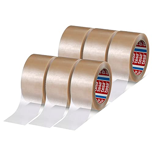 tesapack 4124 Premium PVC - 6er-Pack - Paketklebeband aus PVC-Folie - Versandklebeband für mittelschwere bis schwere Pakete - geräuscharmes Abrollen - transparent - je 66 m x 5 cm von tesa