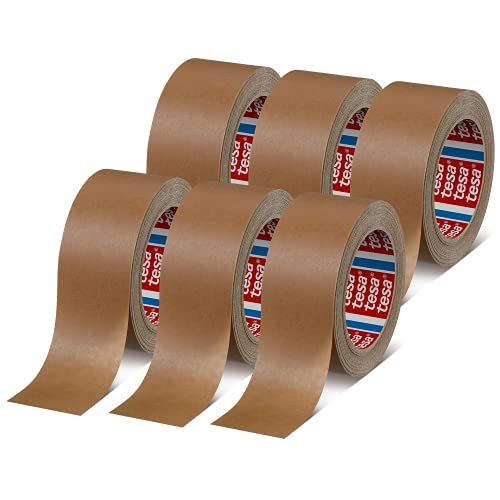 tesapack 4313 Papier Paketband im 6er Pack - Klebeband zum Verpacken von Paketen und Kartons - braun - 6 Rollen je 50 m x 50 mm von tesa