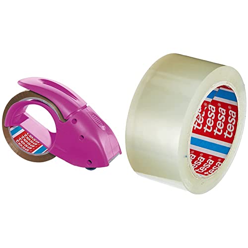 tesapack Abroller Pack' n' Go - Inkl. 50 m x 48 mm Klebeband & pack Solid und Strong - leise abrollbares Paketband/Packband zum sicheren Verschließen von Paketen. Verfügbar in: Transparent und Braun von tesa