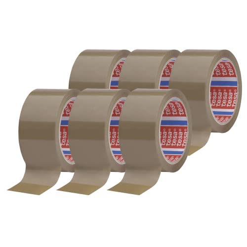tesapack PP 4195 Paketband im 6er Pack - Geräuscharmes Klebeband zum Verpacken von Paketen und Kartons - braun - 6 Rollen je 66 m x 50 mm von tesa