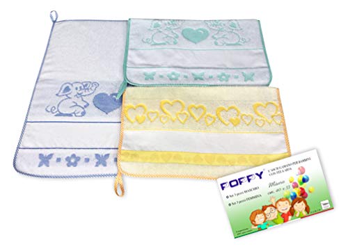 Set mit 3 Handtüchern für Kindergarten Popy © cm 40 x 55 cm reine Baumwolle männlich mit Aida-Stoff zum Besticken von tex family
