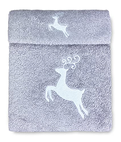 Tex family Handtuch-Set Hirsch grau reine Baumwolle Made in Italy von tex family