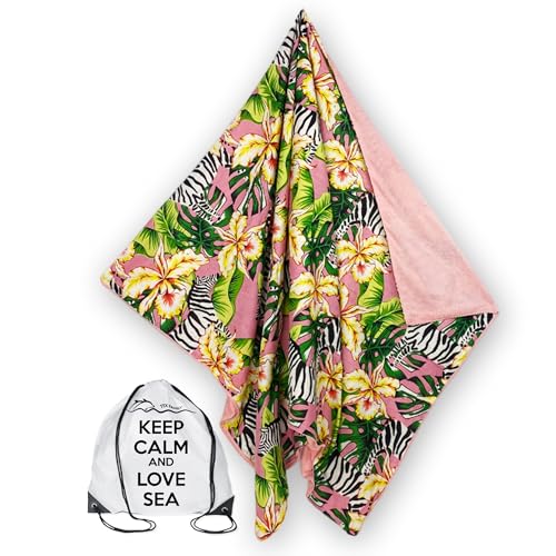 Tex family KIKOY Doppel-Strandtuch aus Baumwolle und Frottee mit Rucksack – Zebra-Muster Rosa Tex family KIKOY Doppel-Strandtuch aus Baumwolle und Frottee mit Rucksack – Zebra-Muster Rosa von tex family