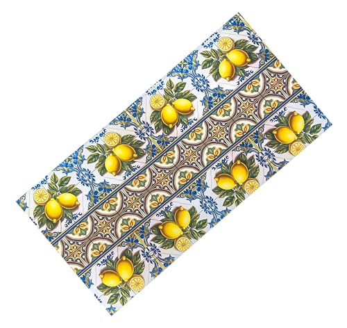 Tex family Rutschfester Küchenteppich, Läufer, waschbar, Majolika-Motiv, mediterranes Design, hergestellt in Italien, 50 x 320 cm von tex family