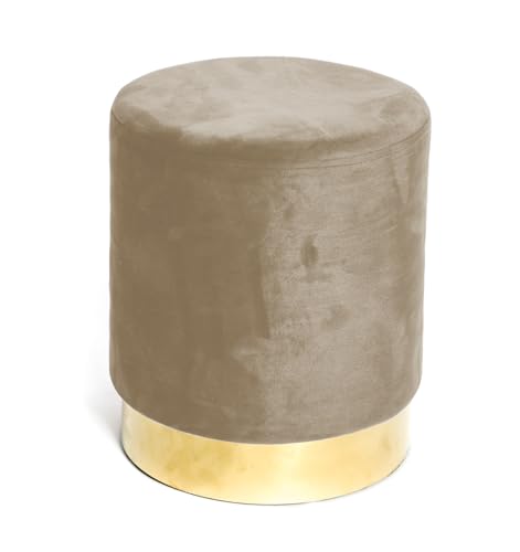Tex family Sitzhocker aus Samt in Taupe mit goldfarbener Unterseite, elegantes Design, Ø32xH40 cm, weich, belastbar bis 150 kg Tex family Sitzhocker aus Samt in Taupe mit goldfarbener Unterseite, elegantes Design, Ø32xH40 cm, weich, belastbar bis 150 kg von tex family