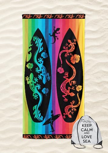Tex family Strandtuch aus reiner Baumwolle Jeko Surf Größe 90 x 165 cm und Rucksack Strand Tex family Strandtuch aus reiner Baumwolle Jeko Surf Größe 90 x 165 cm und Rucksack Strand von tex family