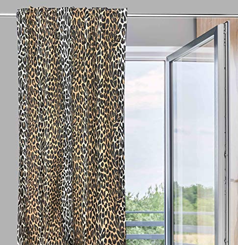 Tex family Vorhang verpackt Made in Italy cm. 140 x 280 cm für alle Arten von Stangen und Schienen Safari Maculata Leopardata von tex family