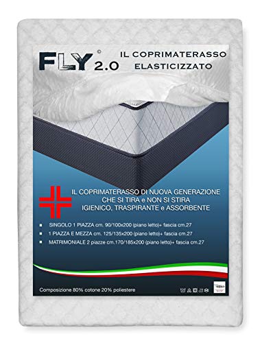 Elastische Matratzenauflage Fly 2.0 Frottee Jacquard mit Ecken - Doppelbett für 2 Einzelbetten von tex family