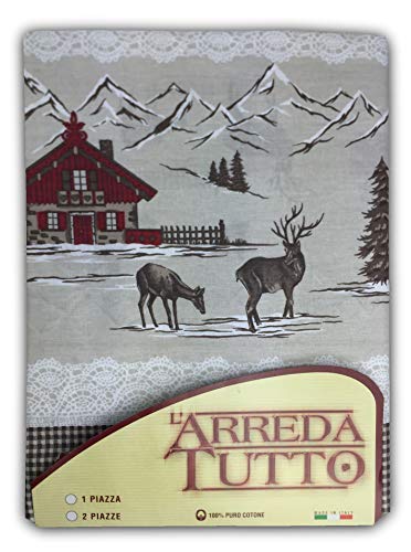 tex family Tagesdecke Gran Foulard Tagesdecke Sofaüberwurf Stoff Tiroler Berge rot - Einzelbett von tex family