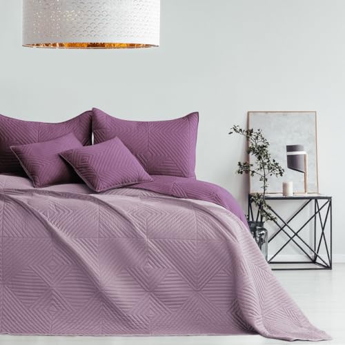Bettüberwürf 170 x 270 cm violett-Flieder Tagesdecke zweiseitig Ultrasonic Steppung von texpot