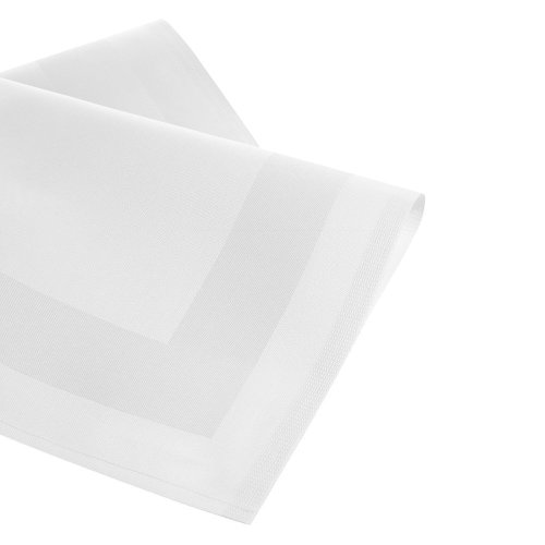 DAMAST 6 Stück Servietten 50 x 50 cm Gastro Edition Eckig Weiß mit Atlaskante von texpot