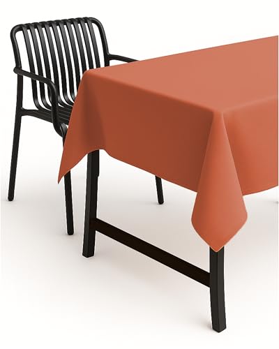 texpot Tischdecke 130 x 160 cm Terrakotta Leinenoptik Lotuseffekt Fleckschutz Bügelfrei Tischtuch von texpot