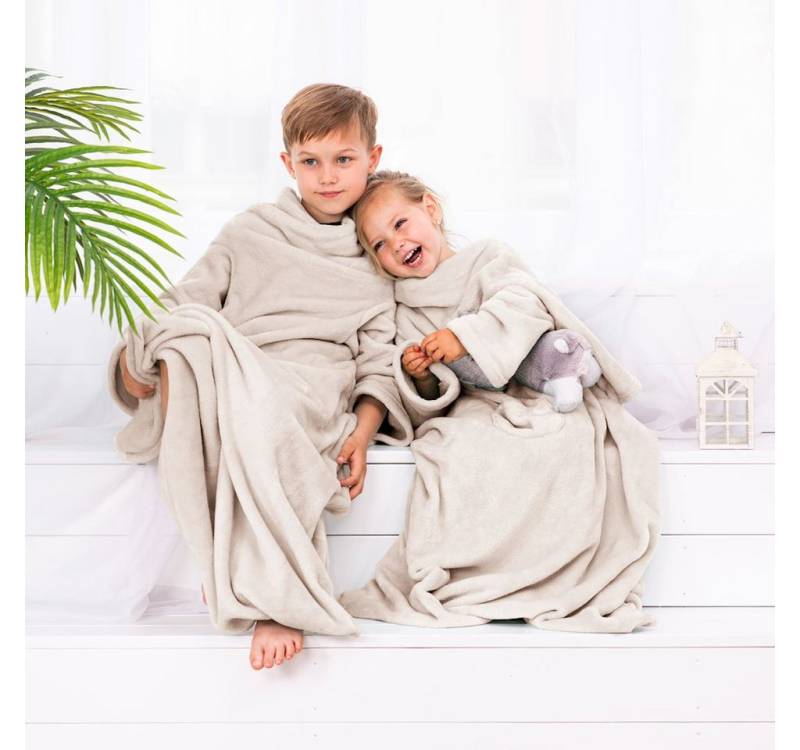 Kinderdecke Kuscheldecke für Kinder mit Ärmeln Fleecedecke Microfaser, texpot von texpot