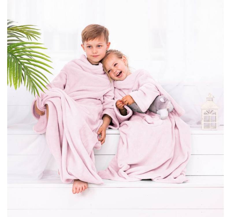 Kinderdecke Kuscheldecke für Kinder mit Ärmeln Fleecedecke Microfaser, texpot von texpot