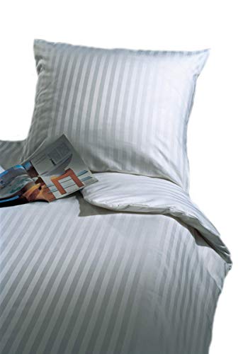 Bettwäsche 20 mm Streifen mit Hotelverschluß 100% Baumwolle Kissenbezug Bettbezug (155x200 + 80x40 cm) von texpot