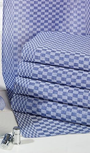 TextilDepot24 Grubentücher im Set - Hochwertiges Grubentuch Geschirrtuch 50 x 100 cm mit Hänger - Garngefärbtes Grubenhandtuch Blau/weiß kariert (5, Halbleinen) von texpot