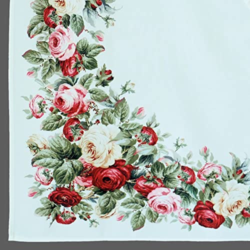 Tischdecke mit Rosen Druckmotiv Tischläufer 100% Polyester Frühling Sommer (110 x 110 cm) von texpot