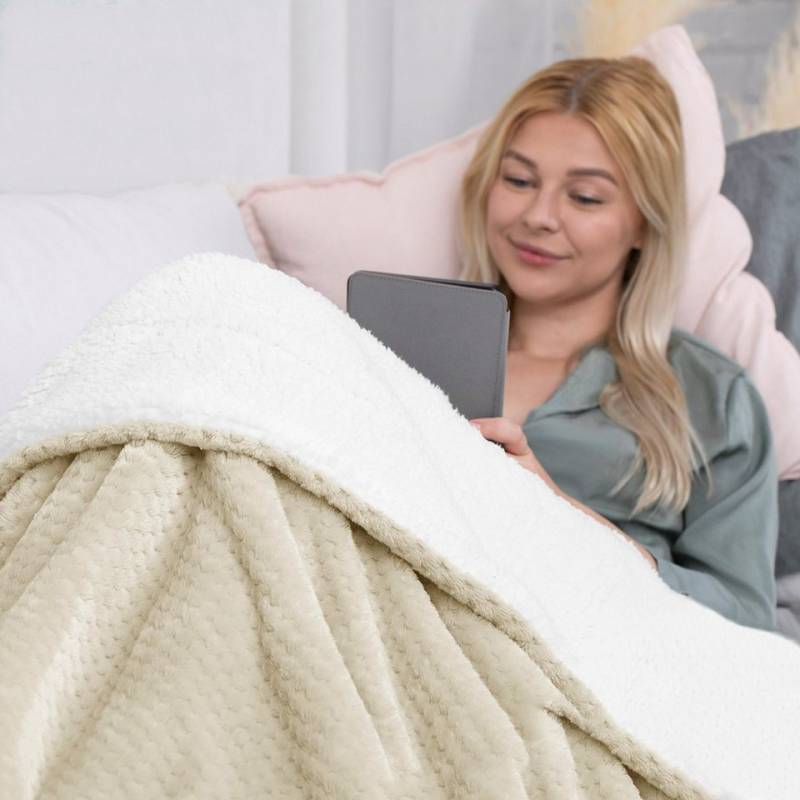 Wohndecke Kuscheldecke zarte Steppung Lammfelloptik, texpot von texpot