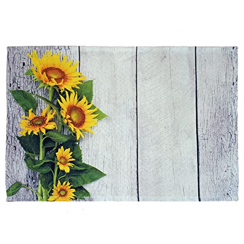 texpot 2 Stück Platzdeckchen 30 x 45 aus 100% Polyester Sonnenblumen vor weißem Holz von texpot