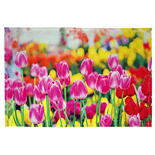 texpot 2 Stück Platzdeckchen 30 x 45 aus 100% Polyester Tulpen pink. rot & gelb von texpot