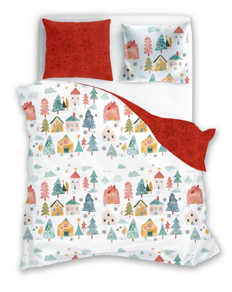 texpot Bettwäsche Weihnachten Winter Wendebettwäsche Garnitur, Baumwolle, 2 teilig von texpot