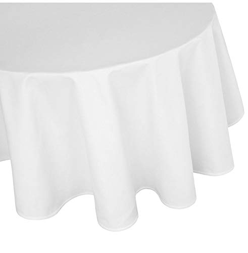 texpot Damast Tischdecke 240 cm rund 100% Baumwolle weiß Tafeltuch von texpot