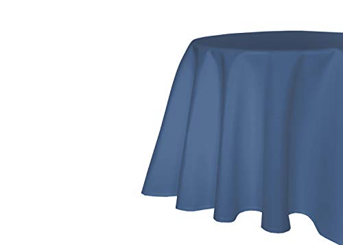 texpot Gartentischdecke 140 cm rund in Blau mit Leinen Optik Lotuseffekt Fleckschutz Bügelfrei Tischdecke von texpot