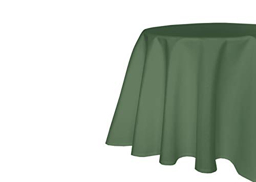 texpot Gartentischdecke 140 cm rund in Dunkelgrün mit Leinen Optik Lotuseffekt Fleckschutz Bügelfrei Tischdecke von texpot