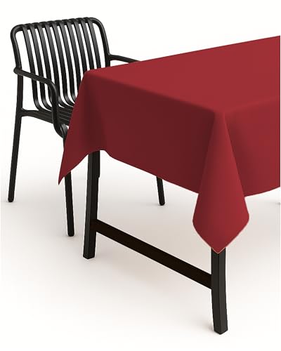 texpot Tischdecke 160 x 220 cm oval Rot Leinenoptik Lotuseffekt Fleckschutz Bügelfrei Tischtuch von texpot