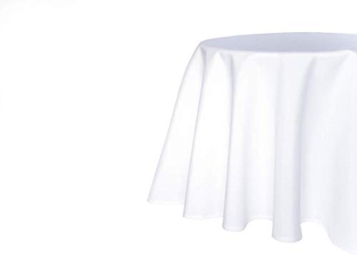 texpot Gartentischdecke 220 cm rund in Weiß mit Leinen Optik Lotuseffekt Fleckschutz Bügelfrei Tischdecke von texpot