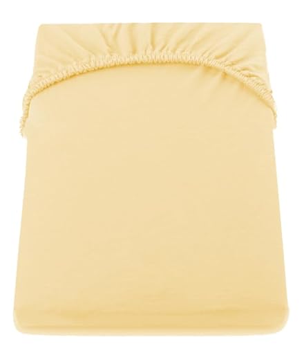 texpot Jersey Spannbettlaken 180 x 200 cm - Gelb 100% Baumwolle Boxspringbett Spannbetttücher von texpot