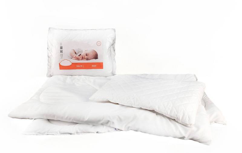 texpot Kinderbettdecke + Kopfkissen Babybett Bettset Steppung weiß von texpot
