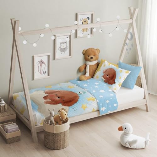 texpot Kinderbettwäsche Set 100 x 135 + 40 x 60 cm Hund Druckmotiv 100% Baumwolle Reißverschluss pflegeleicht texpot Kinderbettwäsche Set 100 x 135 + 40 x 60 cm Hund Druckmotiv 100% Baumwolle Reißverschluss pflegeleicht von texpot