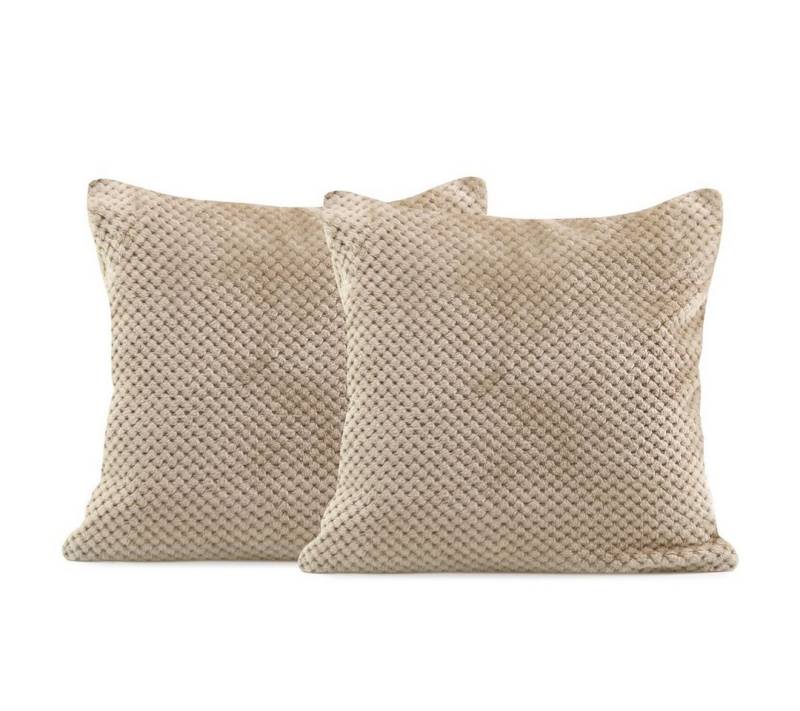 texpot Kissenhülle Fleece kuschelig weich zarte Prägung, (2 Stück) von texpot
