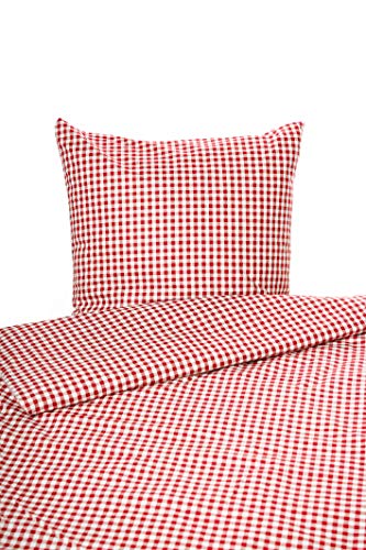 texpot Landhaus Bettwäsche Rot Kariert mit Hotel (Garnitur 135 x 220 cm + 80 x 40 cm) von texpot