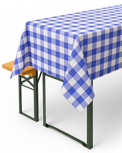 texpot Landhaus Tischdecke 110 x 280 cm Blau-weiß Kariert aus 100% Baumwolle im 20 mm Karo Bauernkaro von texpot