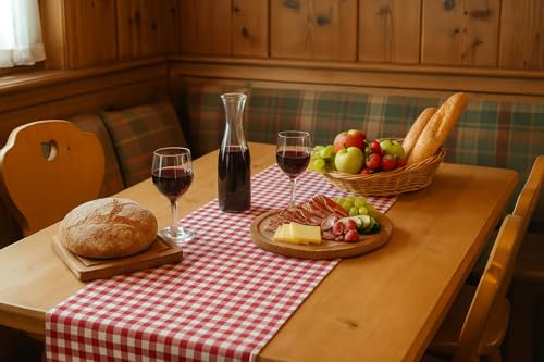 texpot Landhaus Tischläufer 30 x 240 cm rot-weiß kariert 100% Baumwolle von texpot