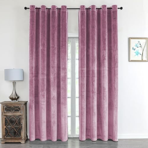texpot Samtvorhang 140 x 245 cm Altrosa mit Öse Blickdicht Velvet Curtains Vorhang von texpot